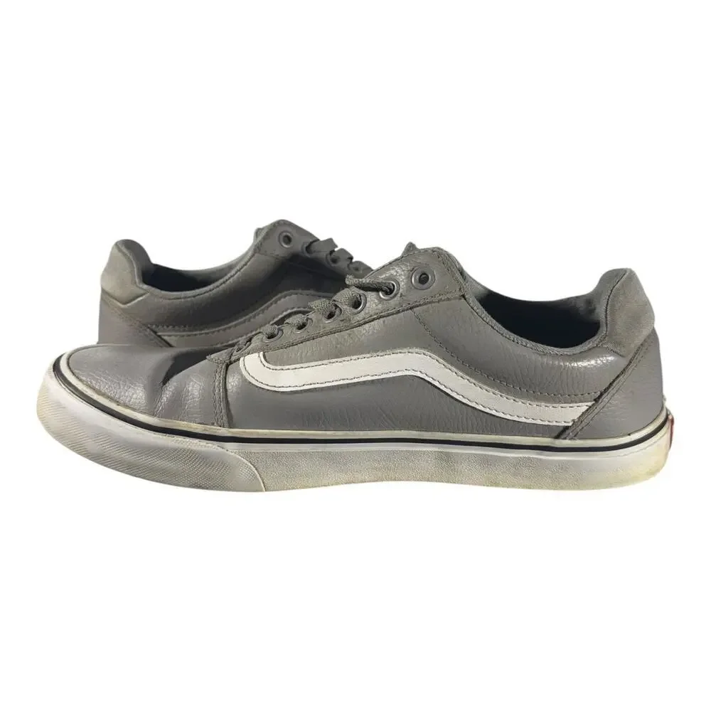 Vans Old Skool Men’s Low Leather Sneakers Mens Size 12 Pewter Gray Skate Shoes